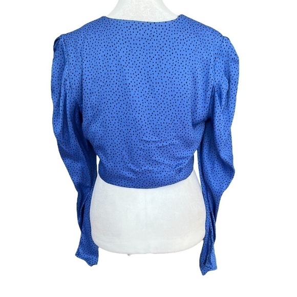 ZARA Black and Blue Polka Dot Crop Top - Picture 6 of 9